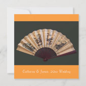 中国の竹と絹のファンのクリスチャン結婚ズ 招待状 (裏面)