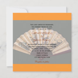 中国の竹と絹のファンのクリスチャン結婚ズ 招待状