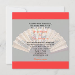 中国の竹と絹のファンのクリスチャン結婚ズ 招待状