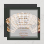 中国の竹と絹のファンのクリスチャン結婚ズ 招待状 (正面/裏面)