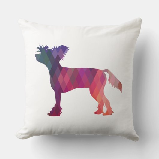 中国の紋付き幾何学模様シルエット クッション (正面)