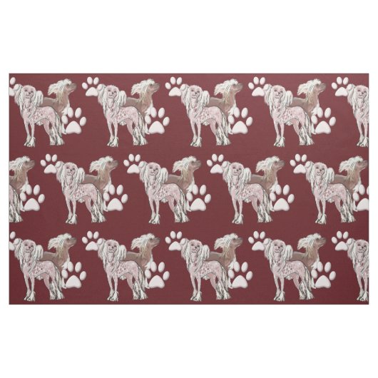 中国の紋付き犬の織物 ファブリック (ファットクウォーター)