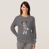 中国の紋付き犬長袖Tシャツ Tシャツ (正面フル)