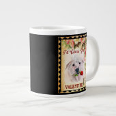 中国の紋付ヴィンテージバレンタイン犬バラ ジャンボコーヒーマグカップ (正面右)