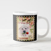 中国の紋付ヴィンテージバレンタイン犬バラ ジャンボコーヒーマグカップ (右)