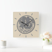 中国の紙カット書道絵柄 スクエア壁時計 (ホーム)