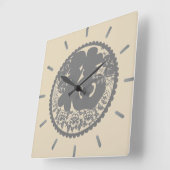 中国の紙カット書道絵柄 スクエア壁時計 (傾斜)