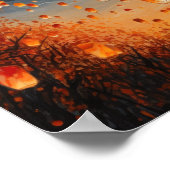 中国の紙灯篭ランドスケーププリントポスター ポスター (角)