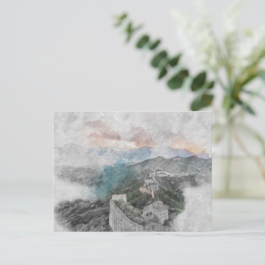 中国の素晴らし水彩壁 シーズンポストカード (スタンド正面)