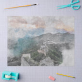 中国の素晴らし水彩壁 薄葉紙 (クラフト)