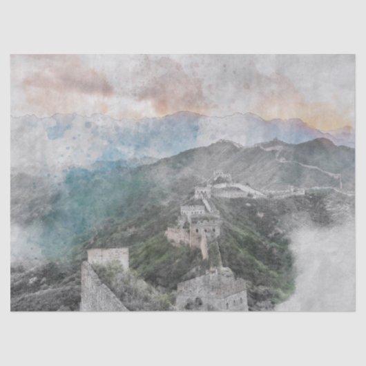 中国の素晴らし水彩壁 薄葉紙 (正面)