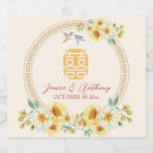 中国の結婚のフローラエレガント スパークリングワインラベル (シングルラベル)