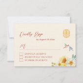 中国の結婚フローラエレガント 出欠カード (正面)