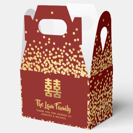 中国の結婚中式婚礼礼盒喜欢个性化的红金现代优雅 フェイバーボックス (オープン)