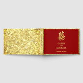 中国の結婚二重ハートフォーマル赤 ゲストブック (全面)