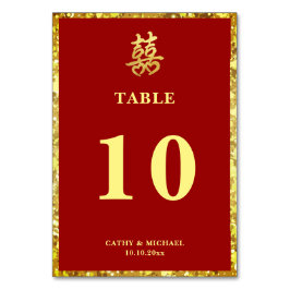 中国の結婚二重ハートフォーマル赤 テーブルナンバー