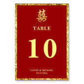 中国の結婚二重ハートフォーマル赤 テーブルナンバー (裏面)