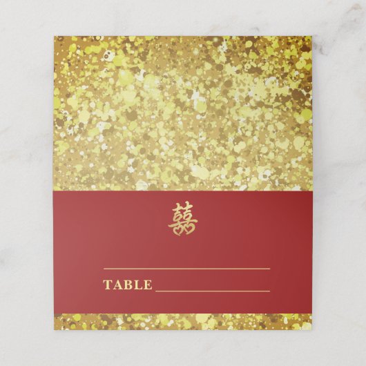 中国の結婚二重ハートフォーマル赤 プレイスカード (外部開封)