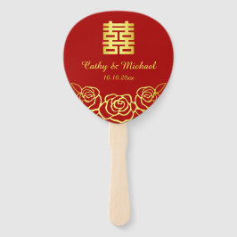 中国の結婚式の花のバラの切り絵 赤と金 ハンドファン