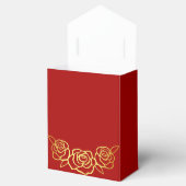中国の結婚式の花のバラの切り絵 赤と金 フェイバーボックス (オープン)