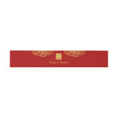 中国の結婚式の花のバラの切り絵 赤と金 招待状ベリーバンド (フラット)