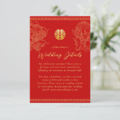 中国の結婚式の詳細 レッドゴールドの龍と鳳凰 エンクロージャーカード (スタンド正面)