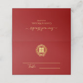 中国の結婚式の赤い二重の喜びの花輪 プレイスカード (外部開封)