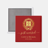 中国の結婚式の赤い花輪の結婚式 マグネット (正面/裏面)
