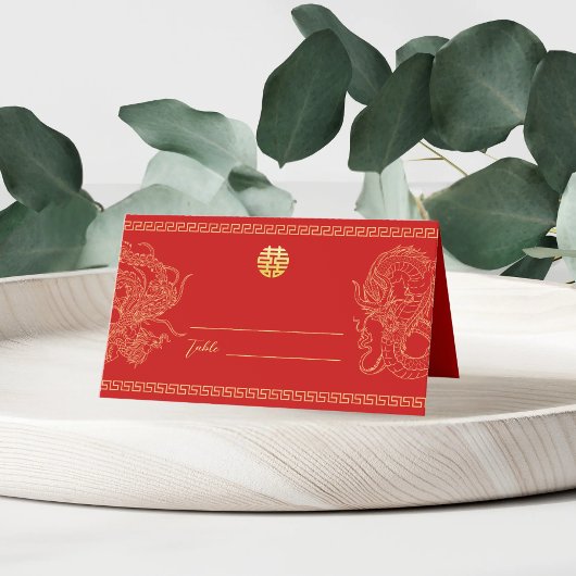 中国の結婚式の龍と鳳凰のバンケット プレイスカード