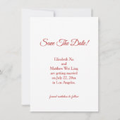 中国の結婚式 ダブルハピネス 桜 セーブザデート (裏面)