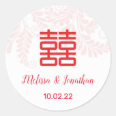 中国の結婚式 二人の喜びの文字 サイン ステッカー (正面)