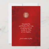 中国の結婚式 二重の喜び 写真 Save The Date セーブザデート (裏面)