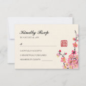 中国の絵を描の花結婚の 出欠カード (正面)