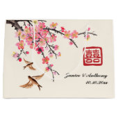 中国の絵を描フローラ結婚鳥 ラージペーパーバッグ (正面)