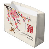 中国の絵を描フローラ結婚鳥 ラージペーパーバッグ (裏面アングル)