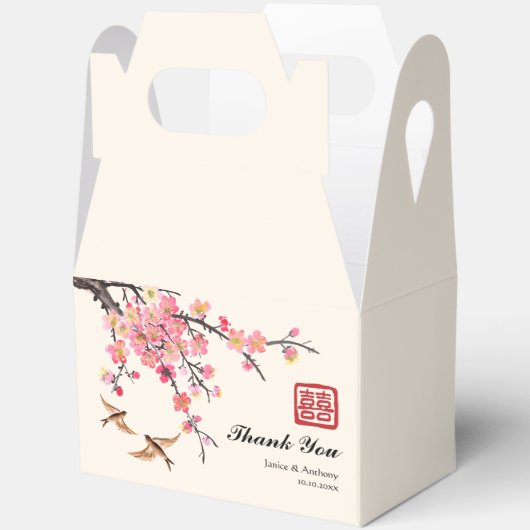 中国の絵を描墨花結婚鳥 フェイバーボックス (見開き)