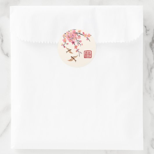 中国の絵を描墨花結婚鳥 ラウンドシール (バッグ)