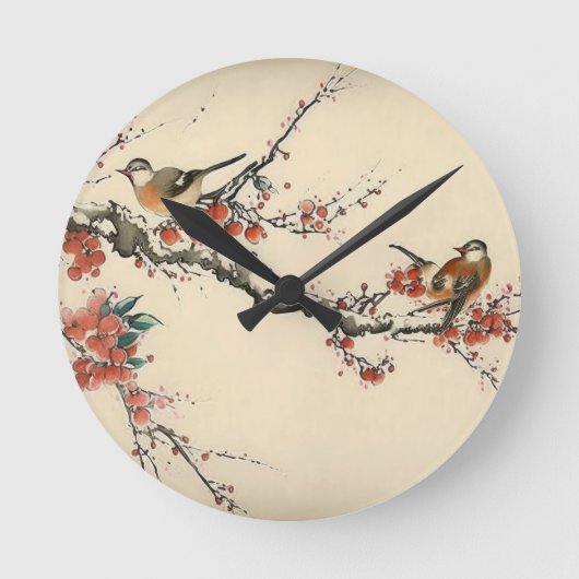 中国の絵画景 ラウンド壁時計 (正面)