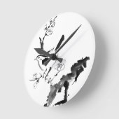 中国の絵画梅 ラウンド壁時計 (傾斜)