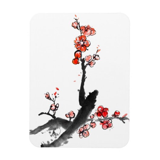 中国の絵画花 マグネット (縦)