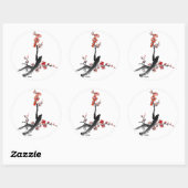 中国の絵画花 ラウンドシール (シート)