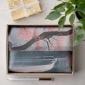 中国の絵画:滝と桜の木 薄葉紙 (ギフト)