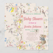 中国の繊細な花と葉 招待状 (正面/裏面)