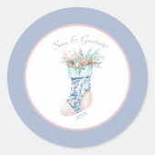 中国の美術様式の海岸の おばあちゃんの靴下の丸い形のステッカー ラウンドシール (正面)