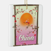 中国の花咲く夕焼け セラミックオーナメント (右)