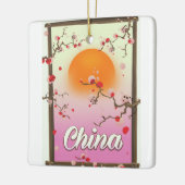 中国の花咲く夕焼け セラミックオーナメント (左)