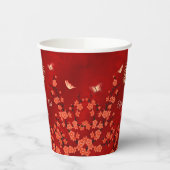 中国の茶結婚湯さくらんぼ咲カスタムき 紙コップ (左)