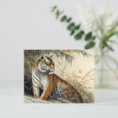 中国の虎を描く ポストカード (スタンド正面)