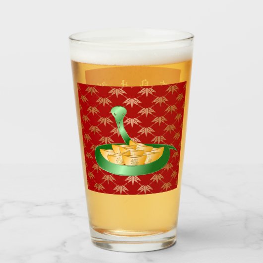 中国の蛇の新年2025年の幸運のお金 タンブラーグラス (ドリンク正面)