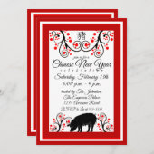 中国の豚と花 招待状 (正面/裏面)